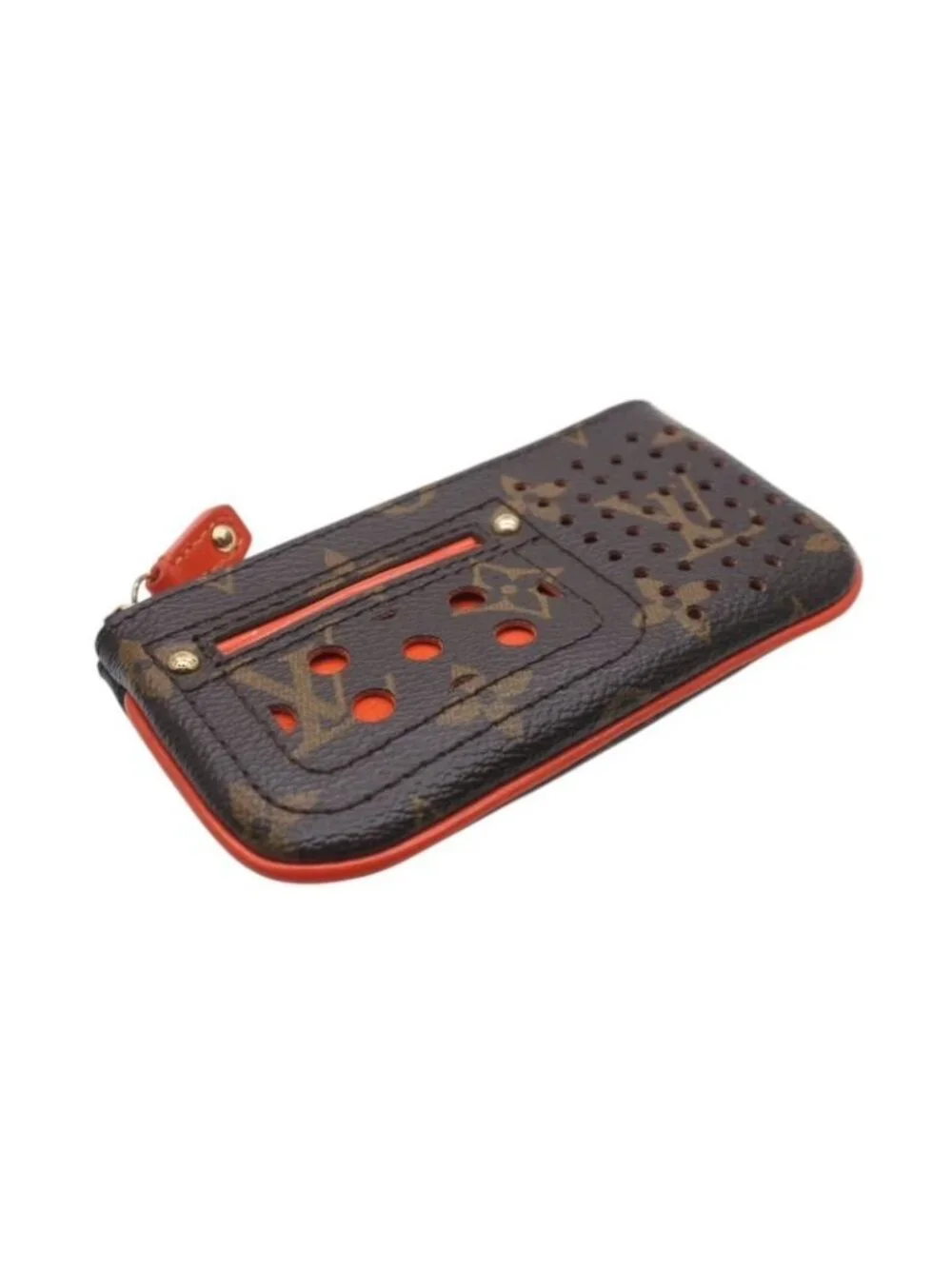 Louis Vuitton Pochette Cles Coin Purse Monogram Perfo Leather Orange